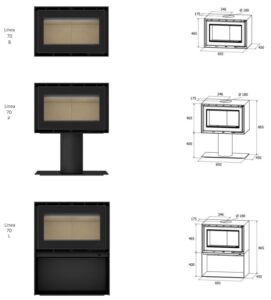 Dimensões das variantes das Salamandras Linea 70 da ADF